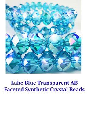 Lake Blue Transparent AB Faceted Synthetic Crystal Beads